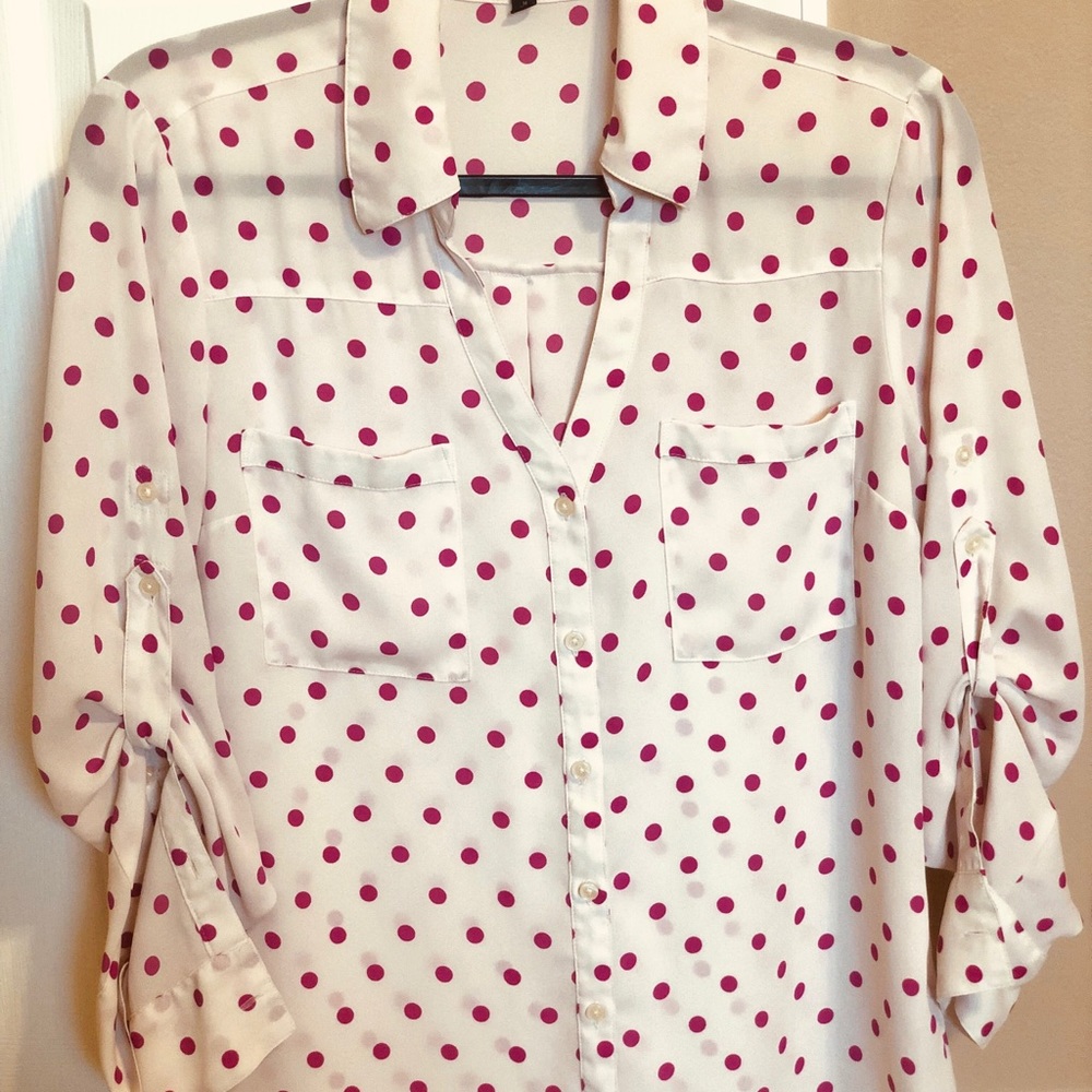 Express Polka Dot Portofino Button Down Shirt